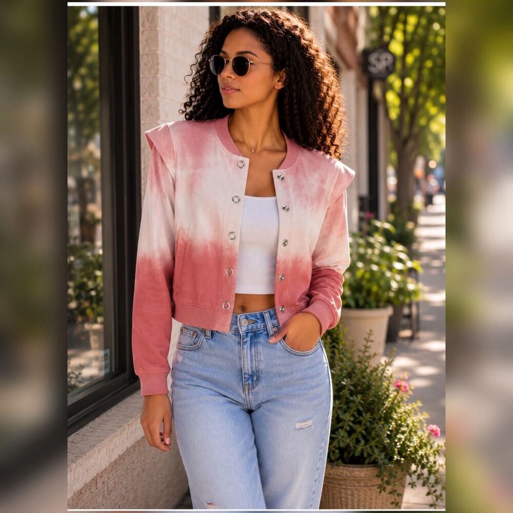 NWT 525 America rose clay dip-dye snap cardigan SZ M